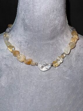 Citrine & Quartz Chunk Necklace